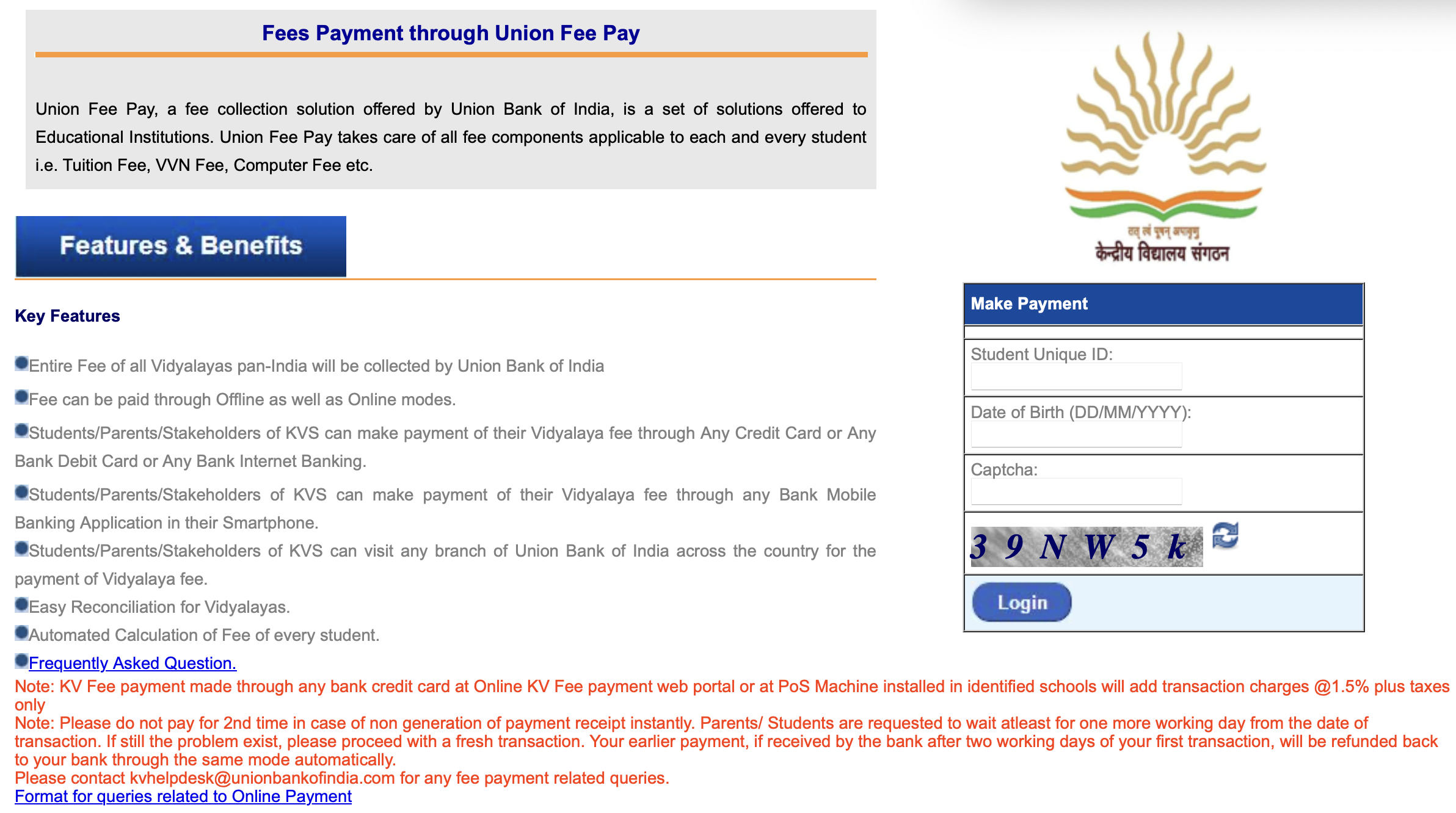 Kvs Fees Payment