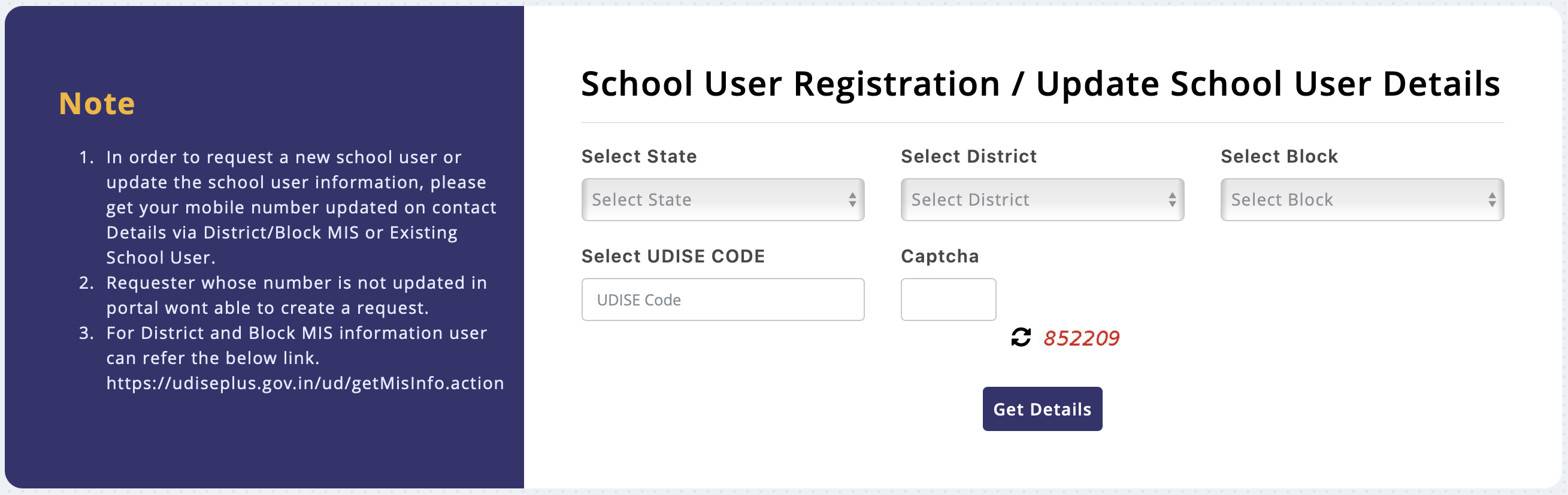 Udise Plus School User Registration
