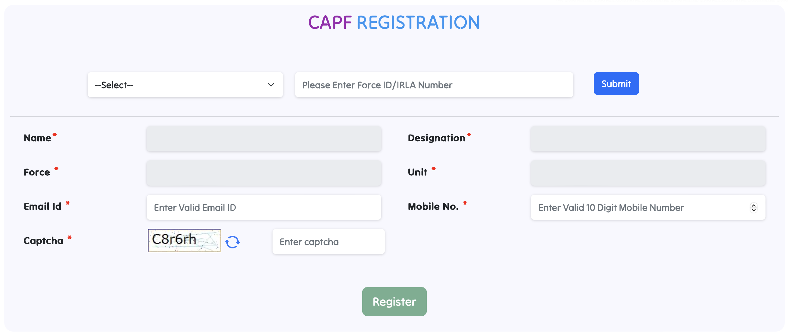 Capf E-Awas Registration
