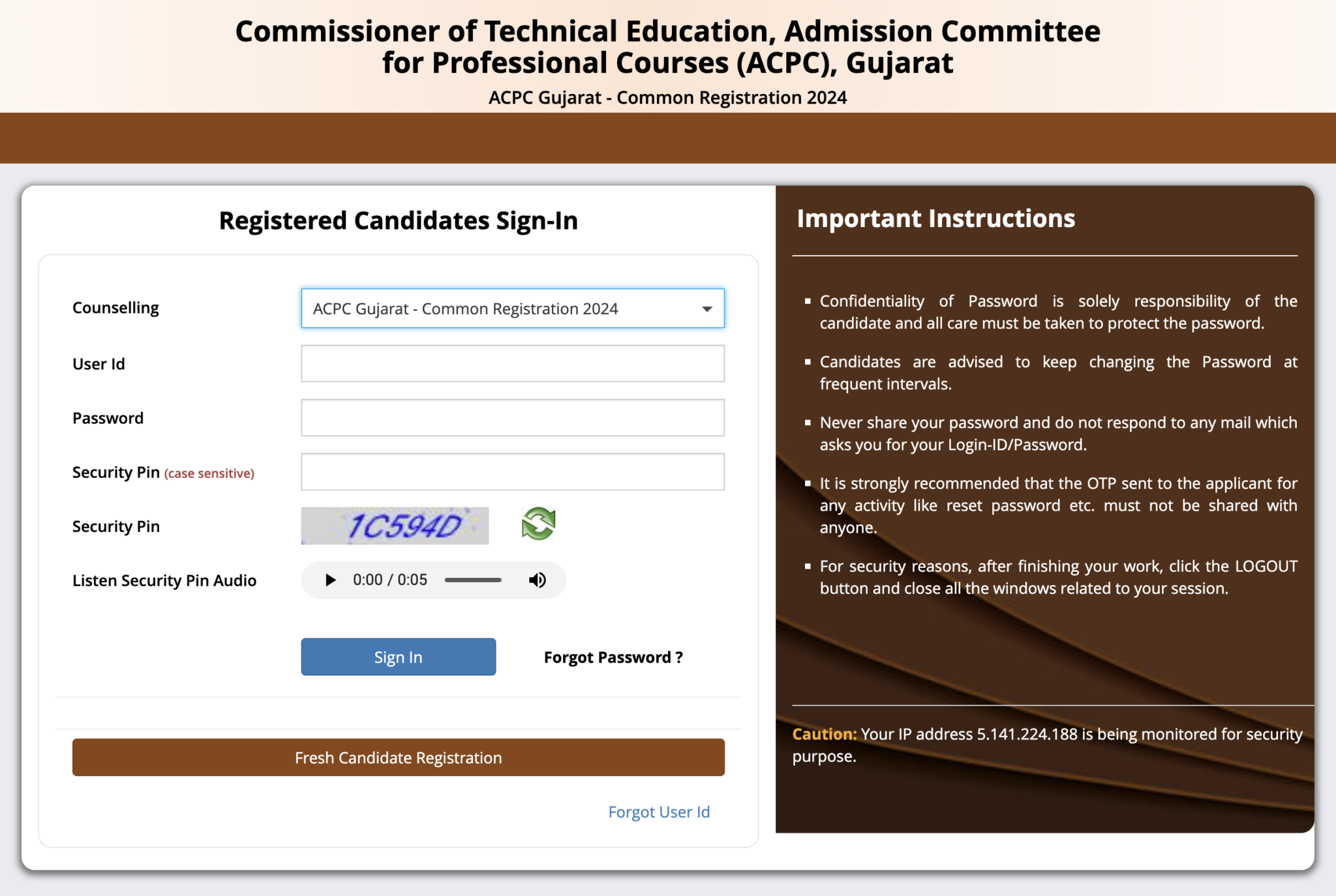 [acpc.gujarat.gov.in] Guj Acpc Common Registration 2024 Login