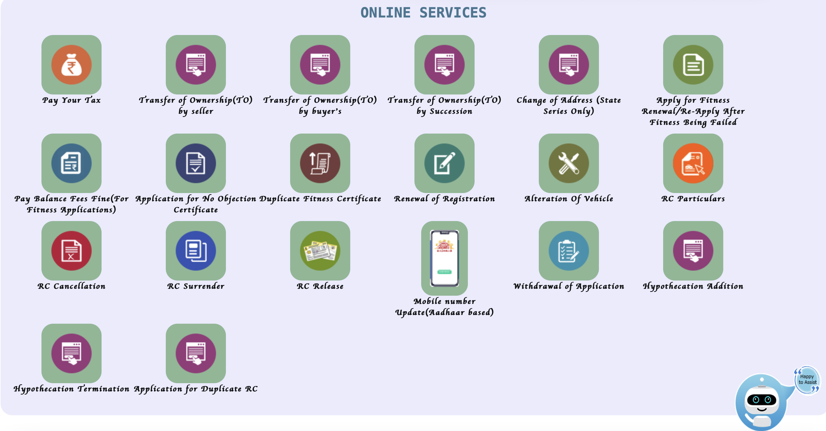 Vahan 4.0 Online Services